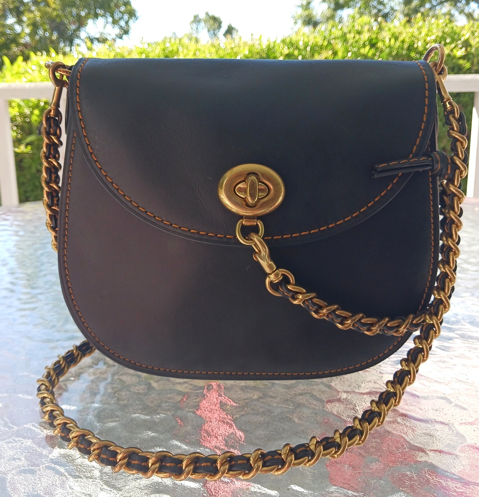 Coach 1941 Turnlock Saddle Crossbody Black w/Metal & Leather