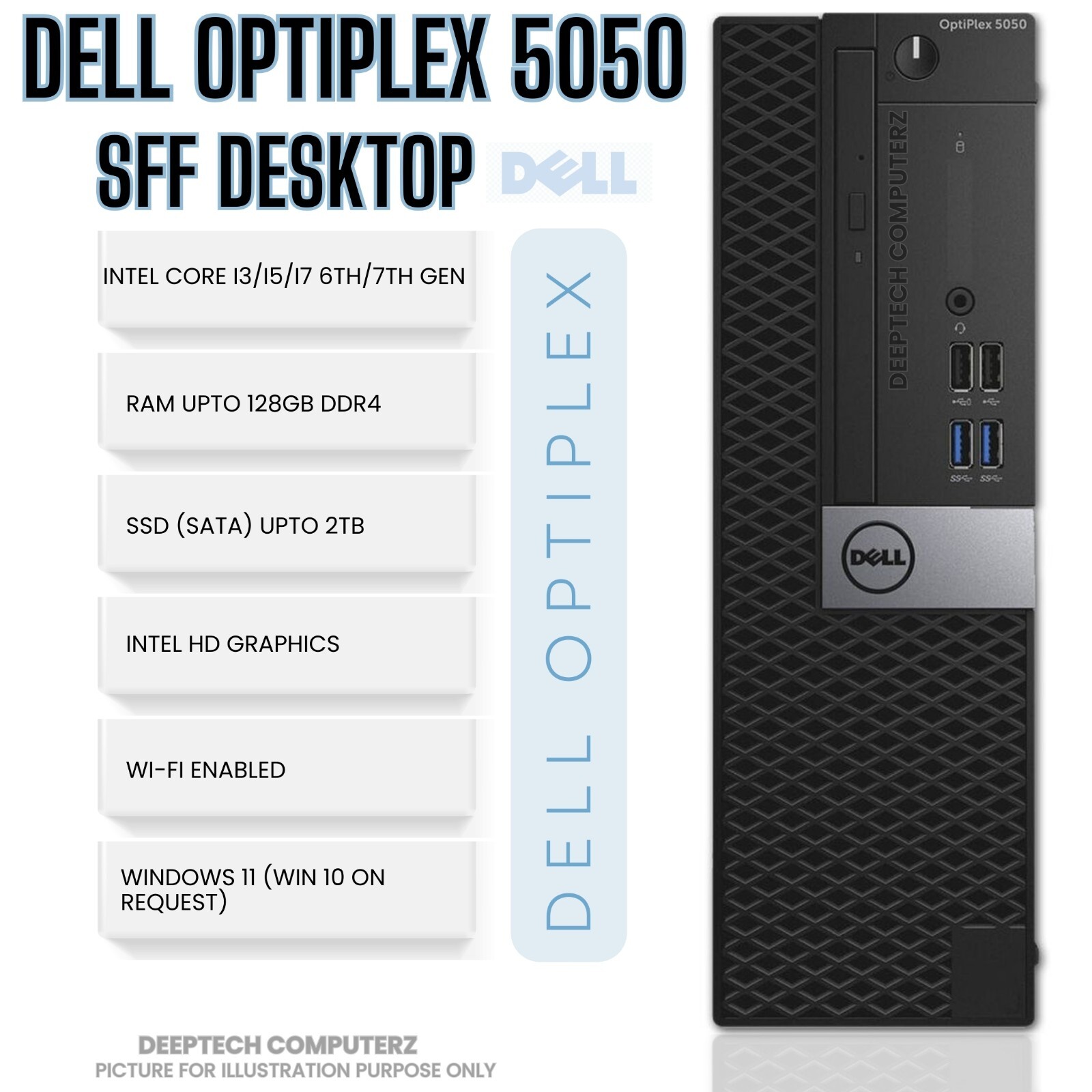 Dell OptiPlex 5050 SFF Core i7 7th Gen 64GB RAM 2TB SSD Wi-Fi