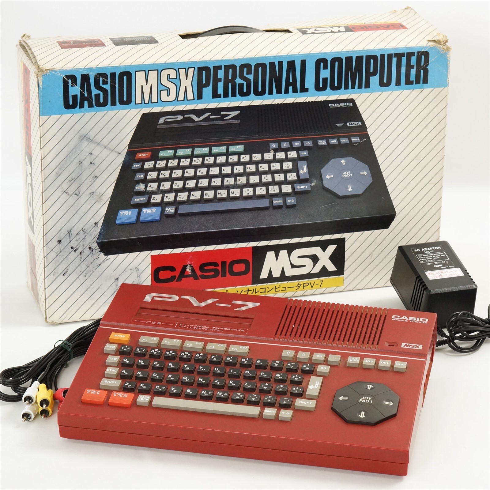 CASIO MSX Personal Computer RED PV-7 Boxed Tested JAPAN Game