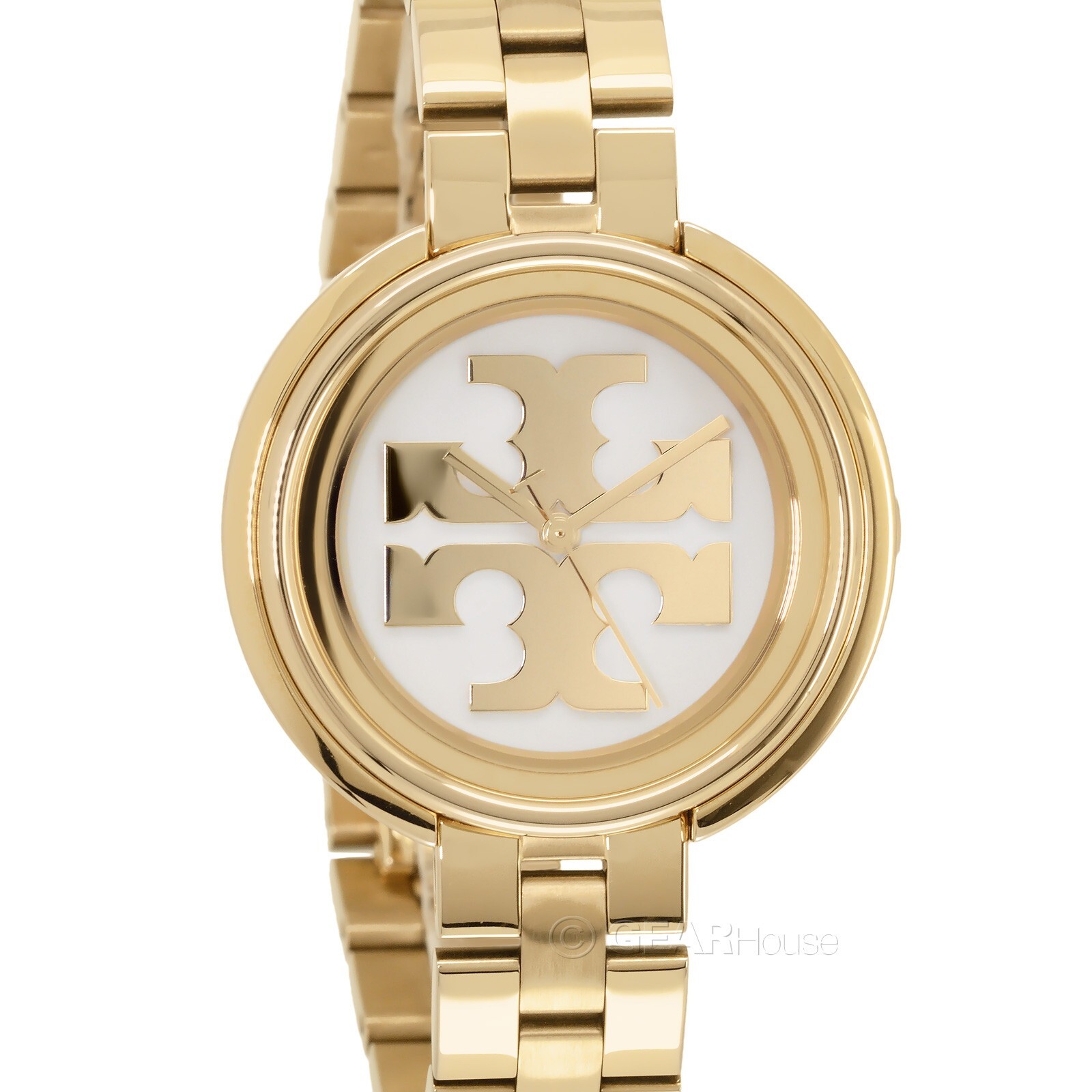 Tory Burch Miller Womens Gold Dress Watch, White Logo Dial