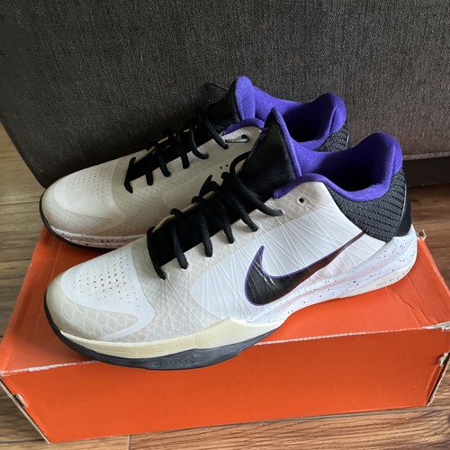 Nike Zoom Kobe 5 V OG Inline White Black Purple 386429-101 Mens