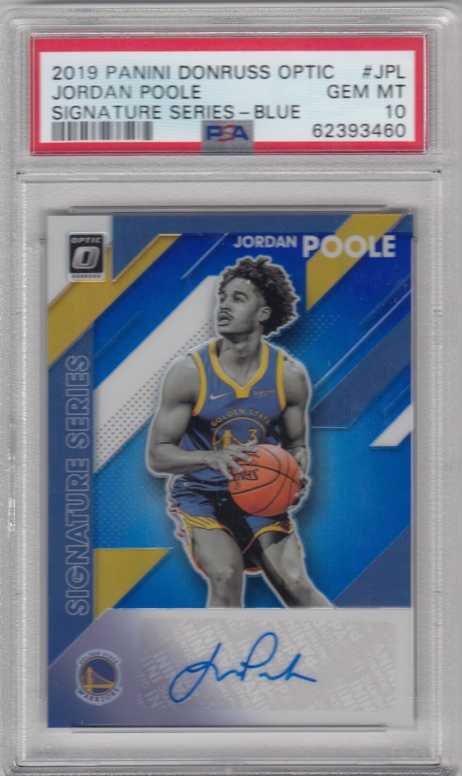 2019 DONRUSS OPTIC JORDAN POOLE WARRIORS BLUE ROOKIE AUTO #D19/25
