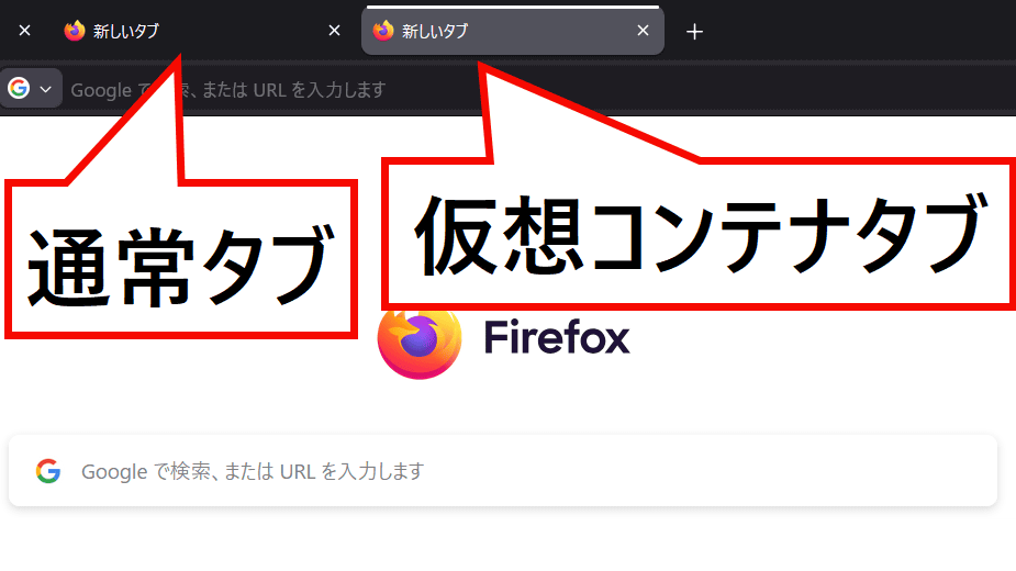 匿名を維持する仮想コンテナタブをすぐ開いて通常タブと併用もできる