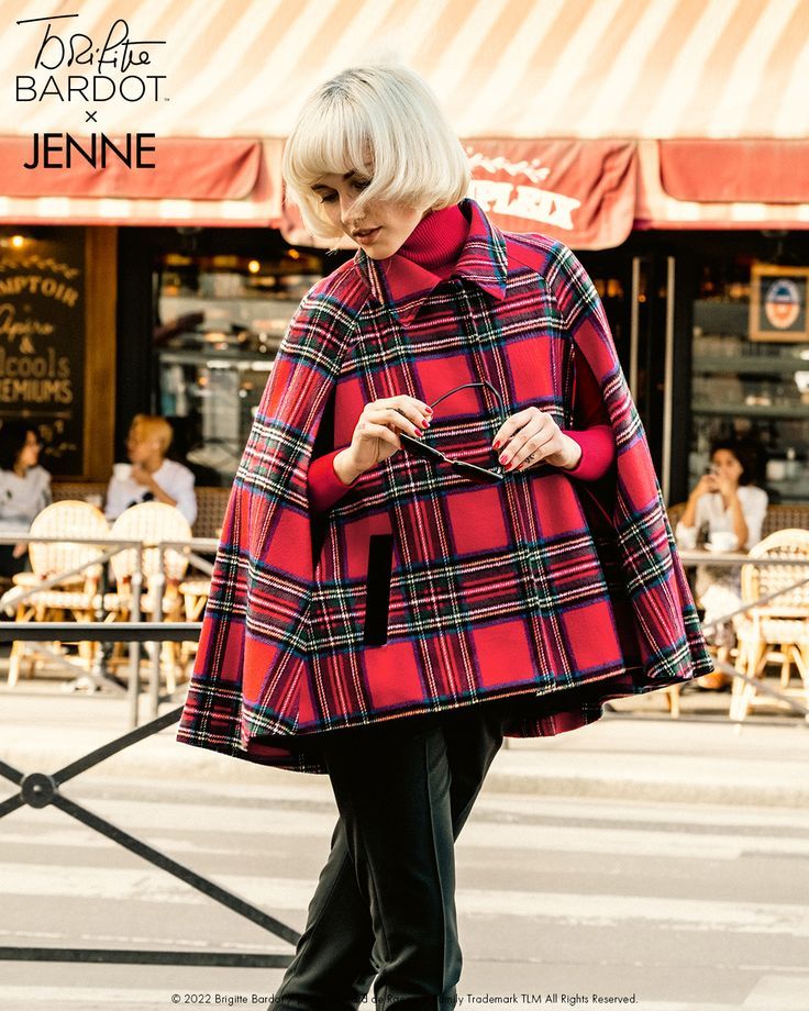ブリジット・バルドー×JENNE】チェック柄ケープコート