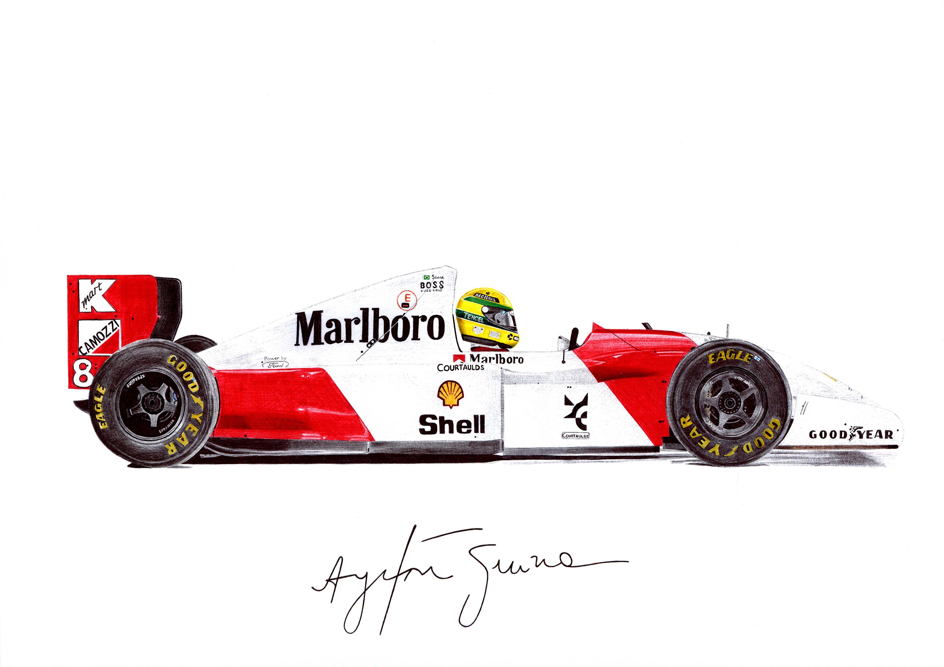 アイルトン・セナの誕生日に捧げるボールペン画。 : r/formula1