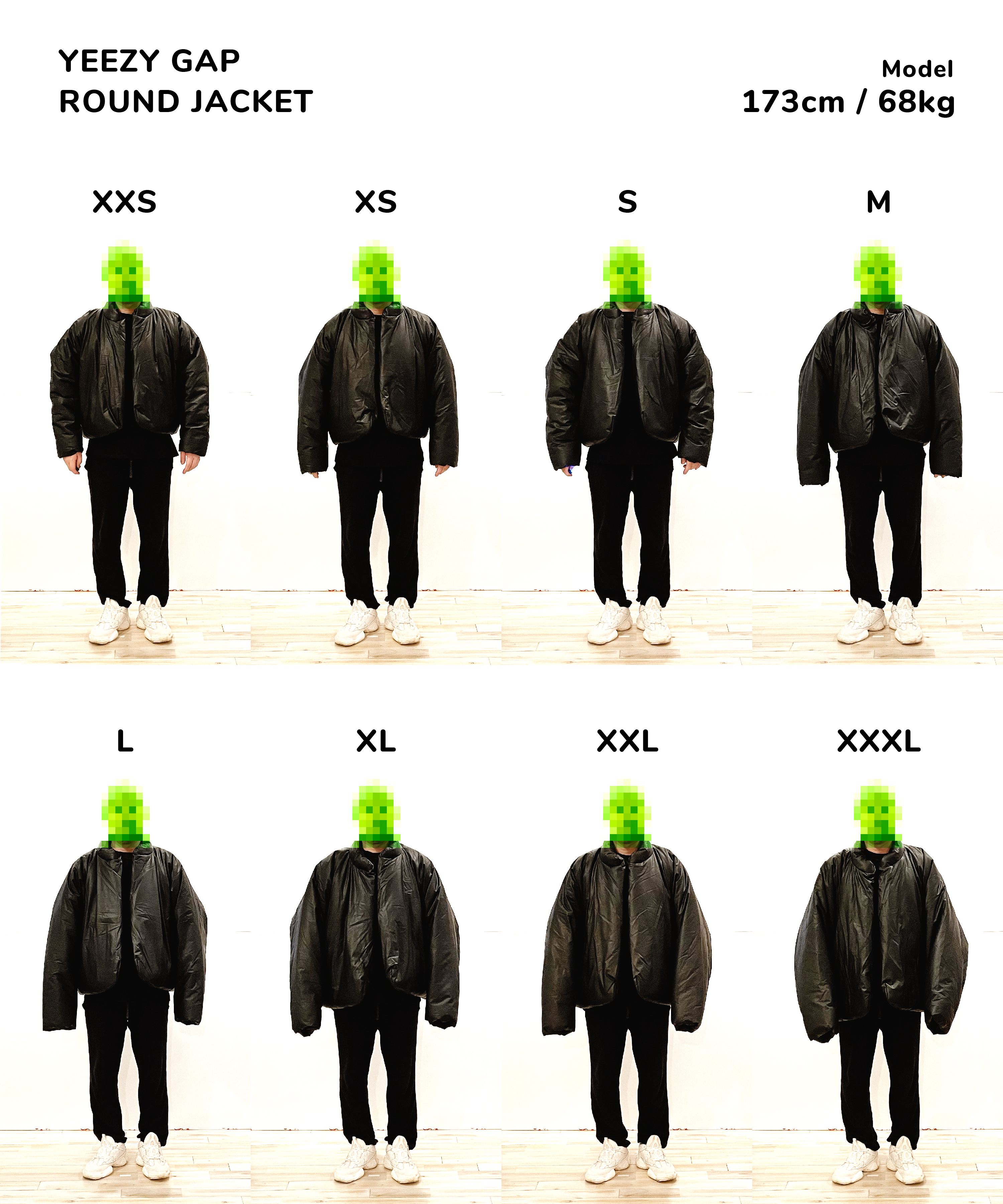 Yeezy Gap Round Jacket Sizing Guide (@sisisiofficial twitter) : r
