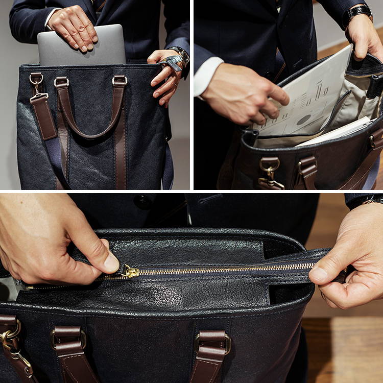 機能的で、スタイリッシュ。 自在に使える2wayビジネストート。 – 土屋