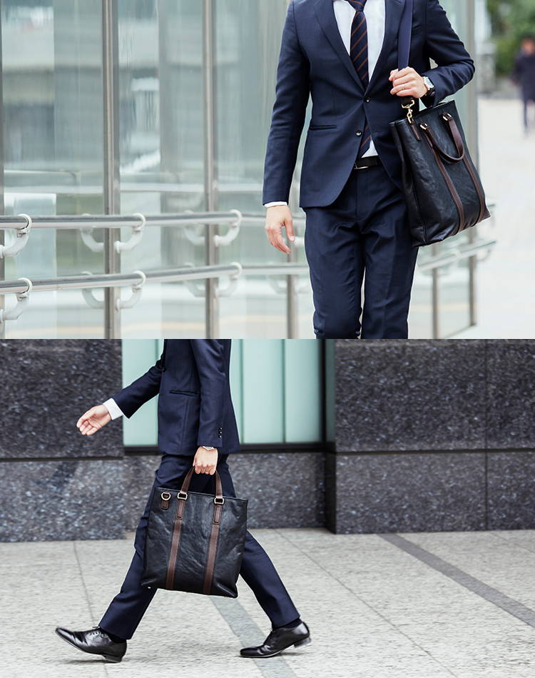 機能的で、スタイリッシュ。 自在に使える2wayビジネストート。 – 土屋