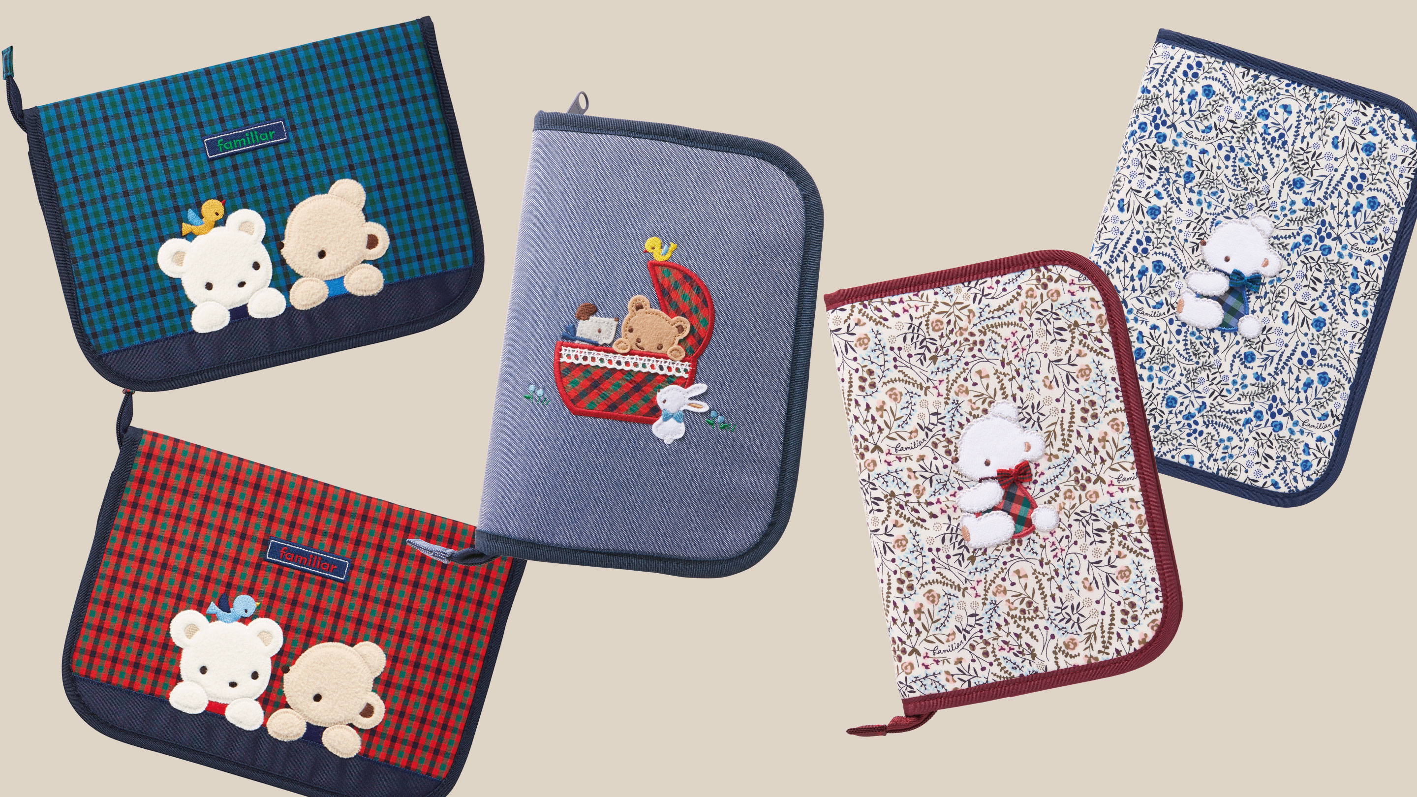 ⭐︎新品⭐︎ファミリアfamiliar母子手帳青チェック&ポストカード付