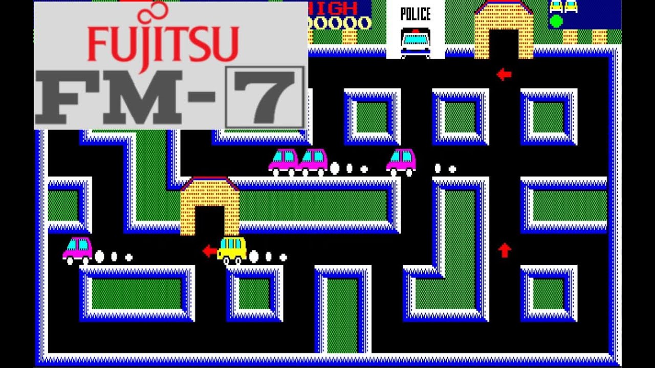 FM-7] Dig Dug ディグダグ Gameplay - Namco, Dempa, Fujitsu FM-7
