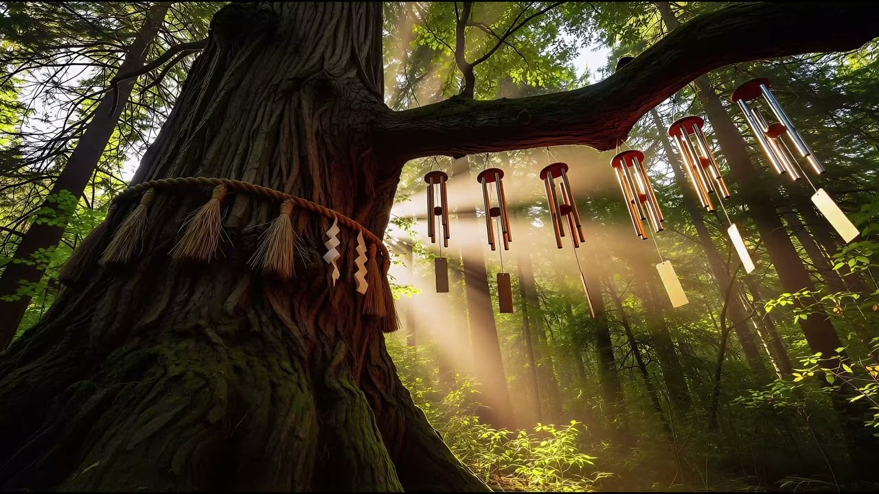 3H Sacred Forest Ambience 🌳🎐 Koshi Chimes in Morning Mist | Deep
