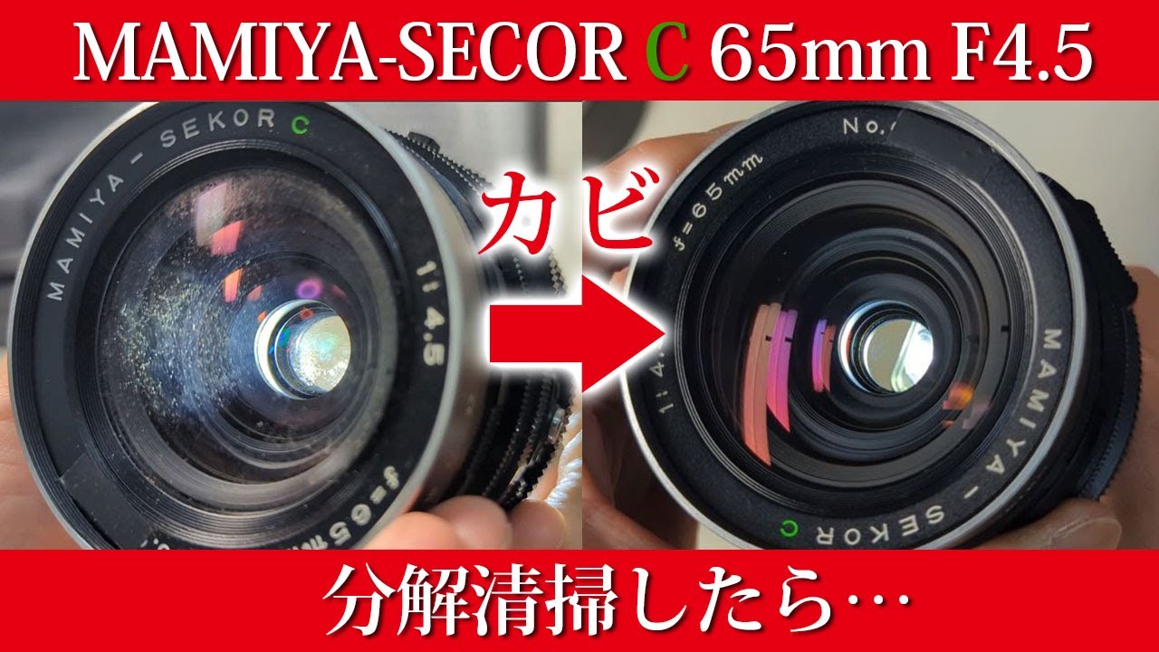 MAMIYA-SECOR C 65mm F4.5 レンズ内カビ掃除、分解修理、清掃