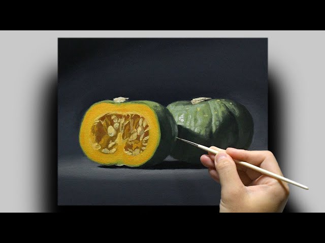 油絵] 1時間40分で描くリアルなカボチャのメイキング | 描き方 | Oil