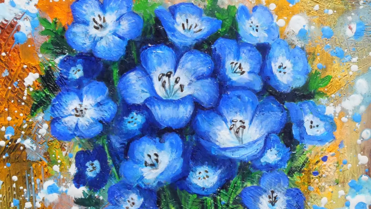 油絵】【ネモフィラ】#油絵 #手書き #アート #絵画 #絵 #油彩画 #美術