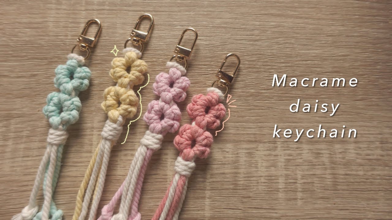 How to make macrame daisy keychain || yarnivora - YouTube