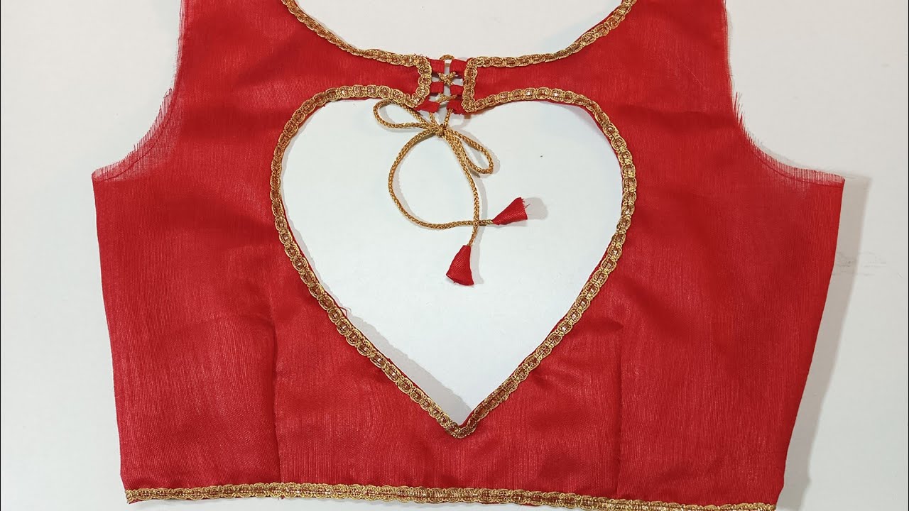heart shape back neck blouse design cutting and stitching / boat