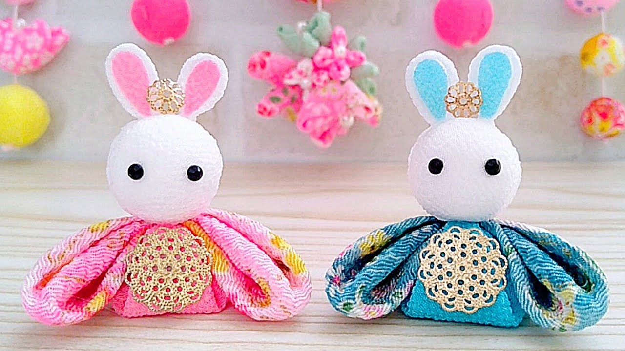 簡単】つまみ細工✨うさぎの雛人形の作り方🎎【可愛すぎる！】 - YouTube
