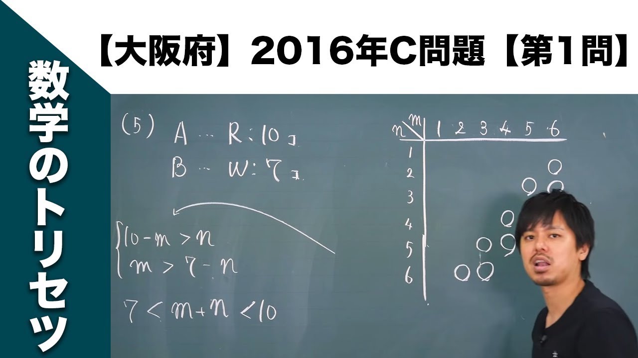 大阪府】高校入試 高校受験 2016年数学解説【C問題】【第1問】 - YouTube