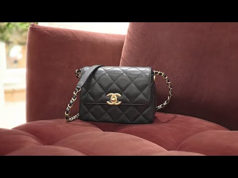 CHANEL ミニ フラップ バッグ ブラック キャビアスキン ゴールド金具