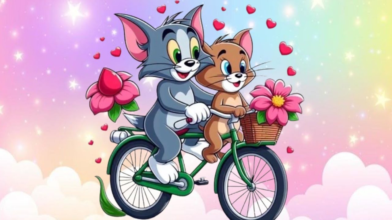 Tom and Jerry enjoying bicycle ride |Tom and Jerry drawing step by