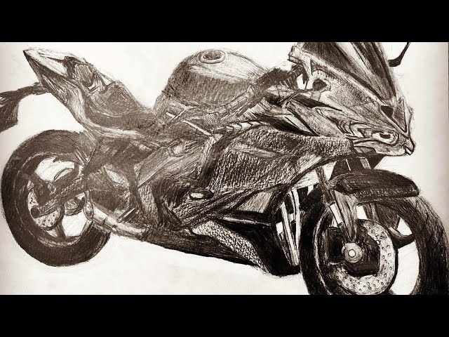 晒します】ZX-25Rをデッサンしたが下手クソすぎて爆笑w【鉛筆画バイク