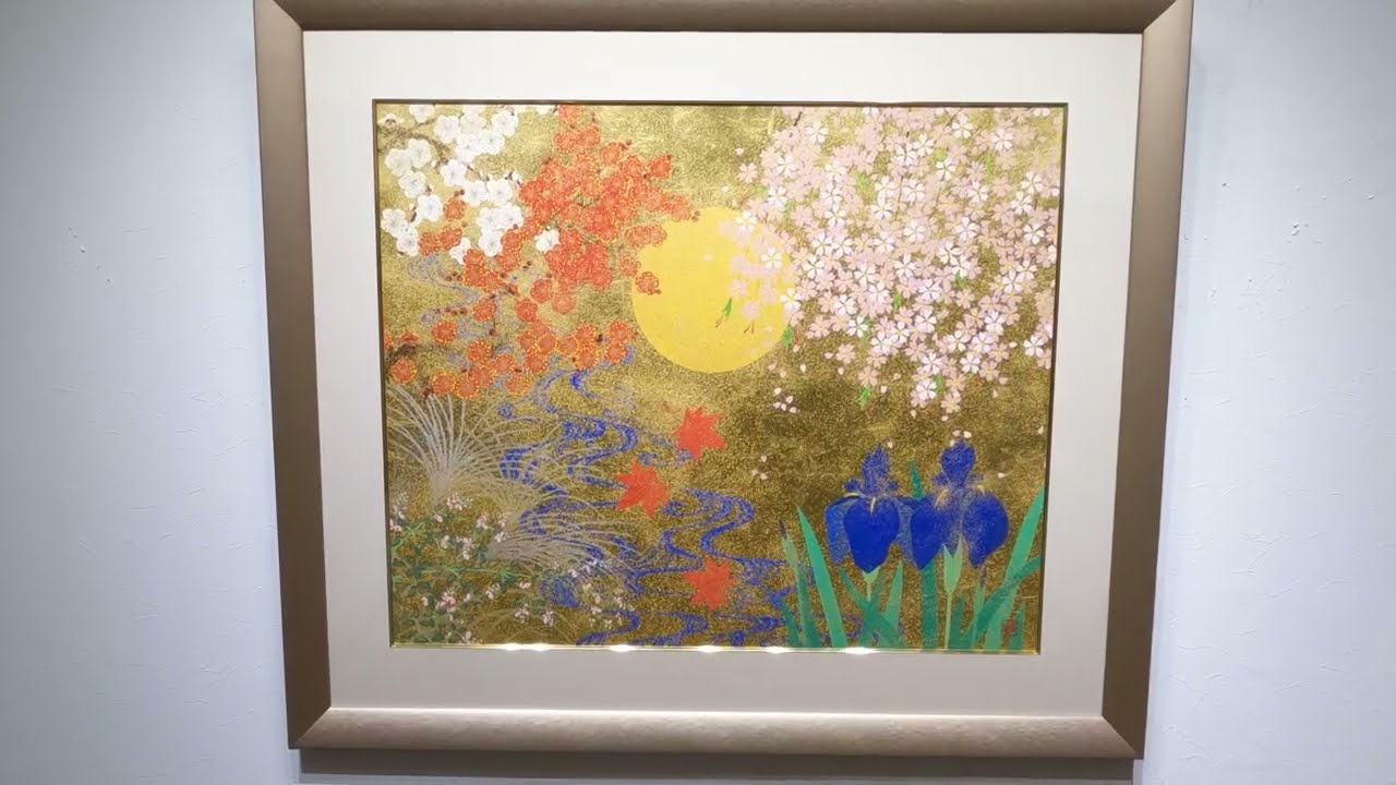 日本画 琳派 渡辺章雄 作 花宴 日本画琳派渡辺章雄 作花宴