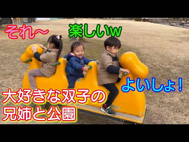 大好きな双子のお兄ちゃんとお姉ちゃんと公園へ - YouTube