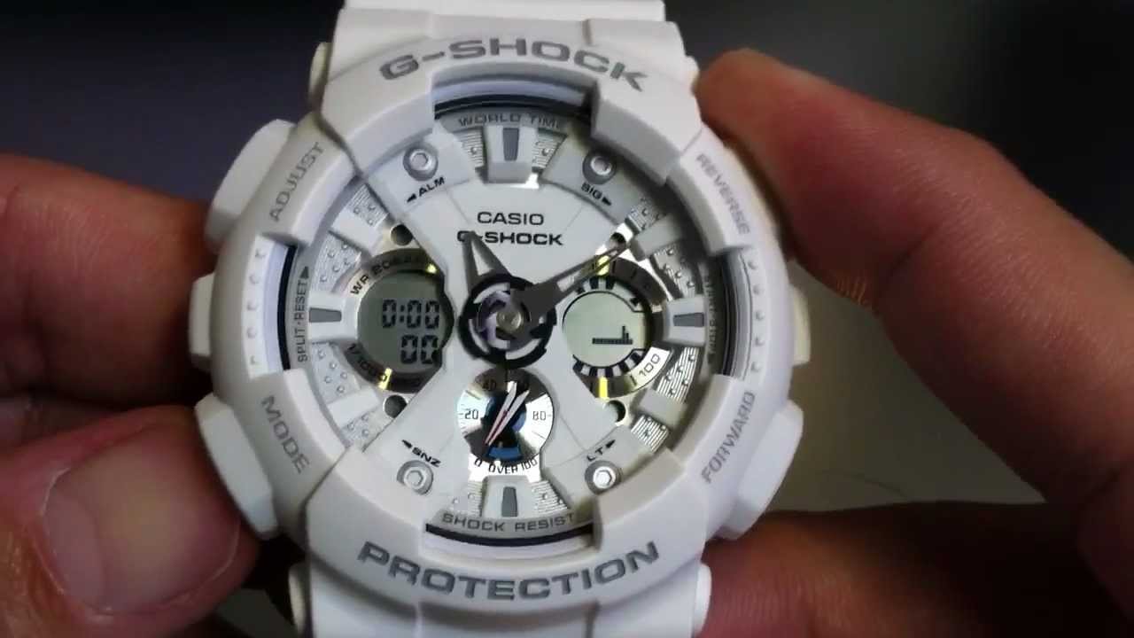 White Casio G-shock Analog Digital XL Watch GA120A-7A - YouTube