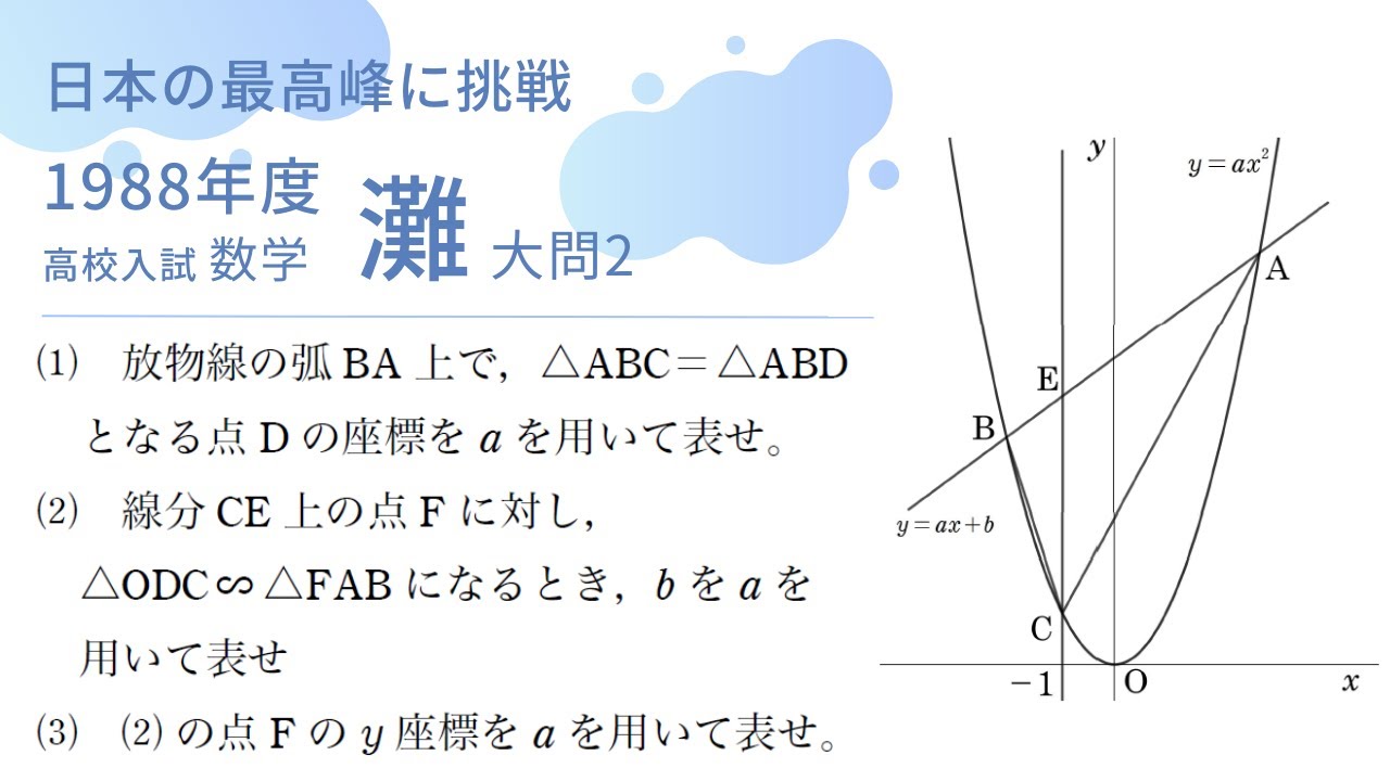 灘高校 数学入試問題解説【1988年大問2】 - YouTube
