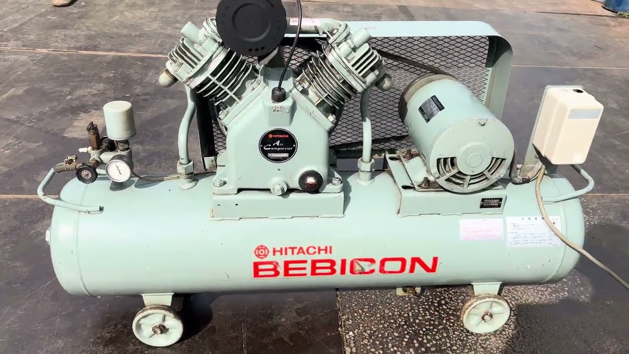 A)HITACHI エアコンプレッサー2.2P-9.5V5 50Hz - YouTube