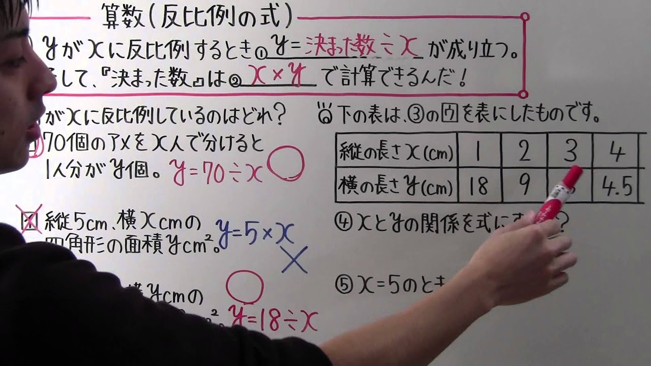 小6 算数】 小6－32 反比例の式 - YouTube