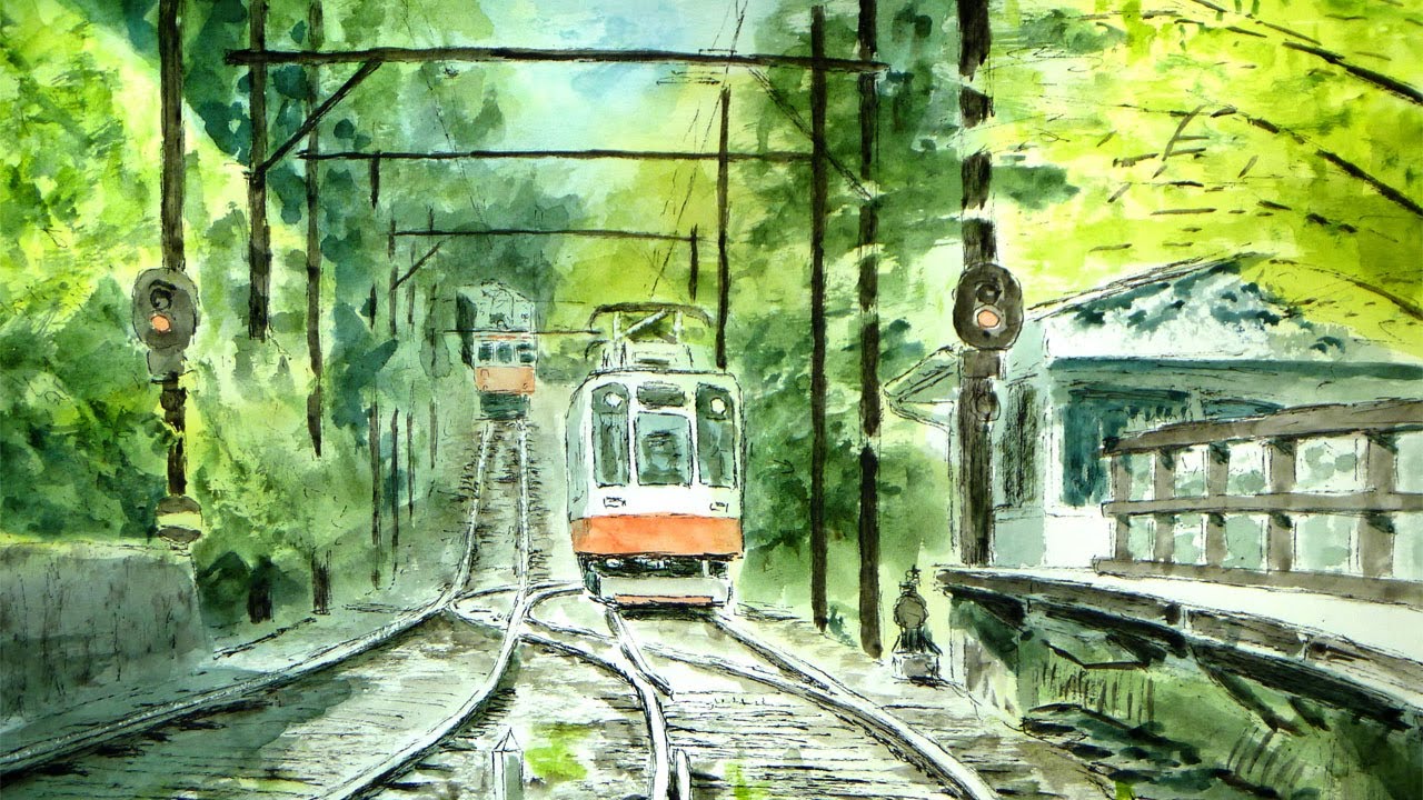 箱根登山鉄道 【透明水彩風景画】 ／ Mountain railway 【Watercolor