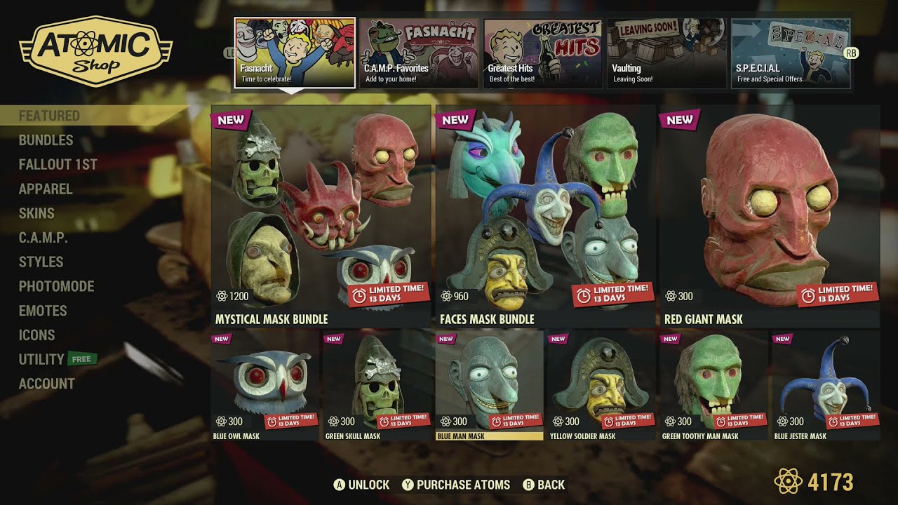 Fallout 76 - Atomic Shop Items - 15 Feb 2022 - Fasnacht Mystical