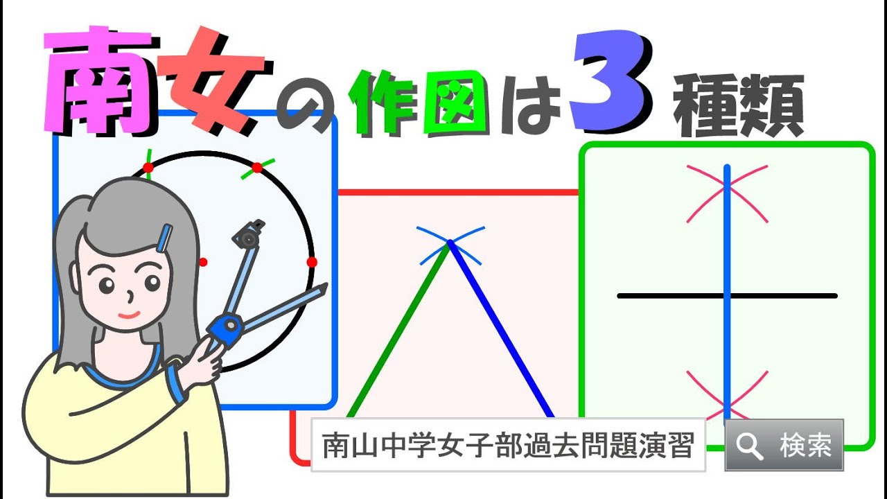 南山女子の作図の問題は3種類に分けられます。「円の分割を使う