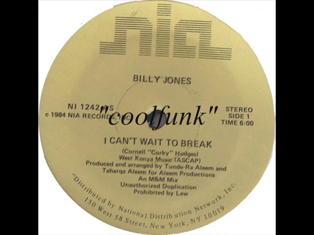 Billy Jones - I Can't Wait To Break (12 inch 1984) - YouTube