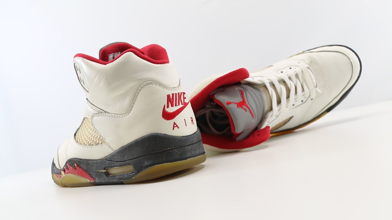 The Original 1990 Air Jordan 5 Fire Red (Silver Tongue) - YouTube