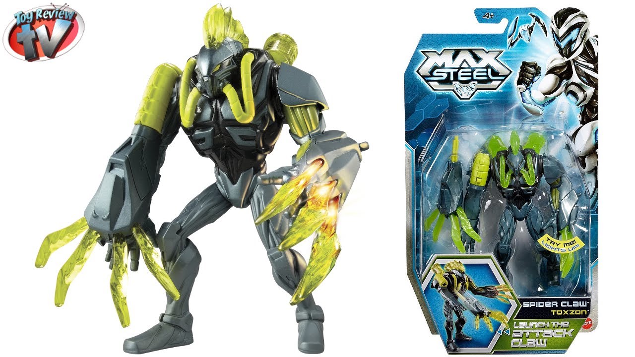Max Steel Spider Claw Toxzon Action Figure Toy Review, Mattel