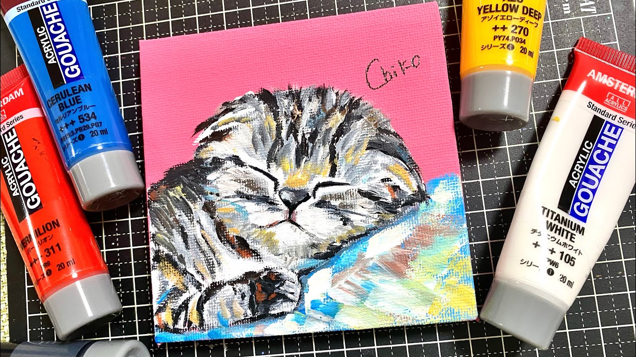 キャンバス油絵 専用 立ち上がって 外を見ている子猫 キャンバス油絵