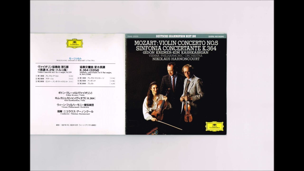 Mozart - Violin Concerto No.5 Kremer Harnoncourt Wiener - YouTube