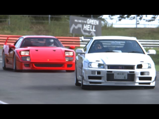 Ferrari F40 vs Nissan Skyline GT-R R34 at Nurburgring Nordschleife