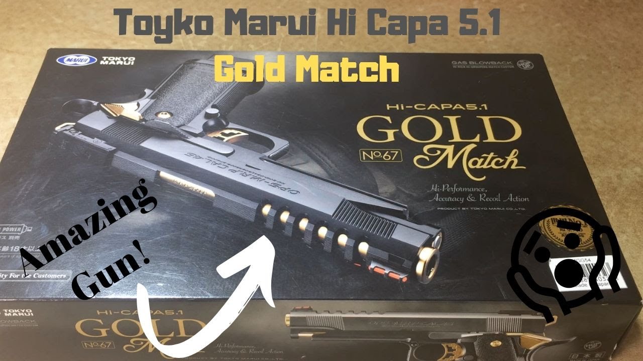 TOKYO MARUI 5.1. GOLD MATCH HI-CAPA PISTOL REVIEW - YouTube