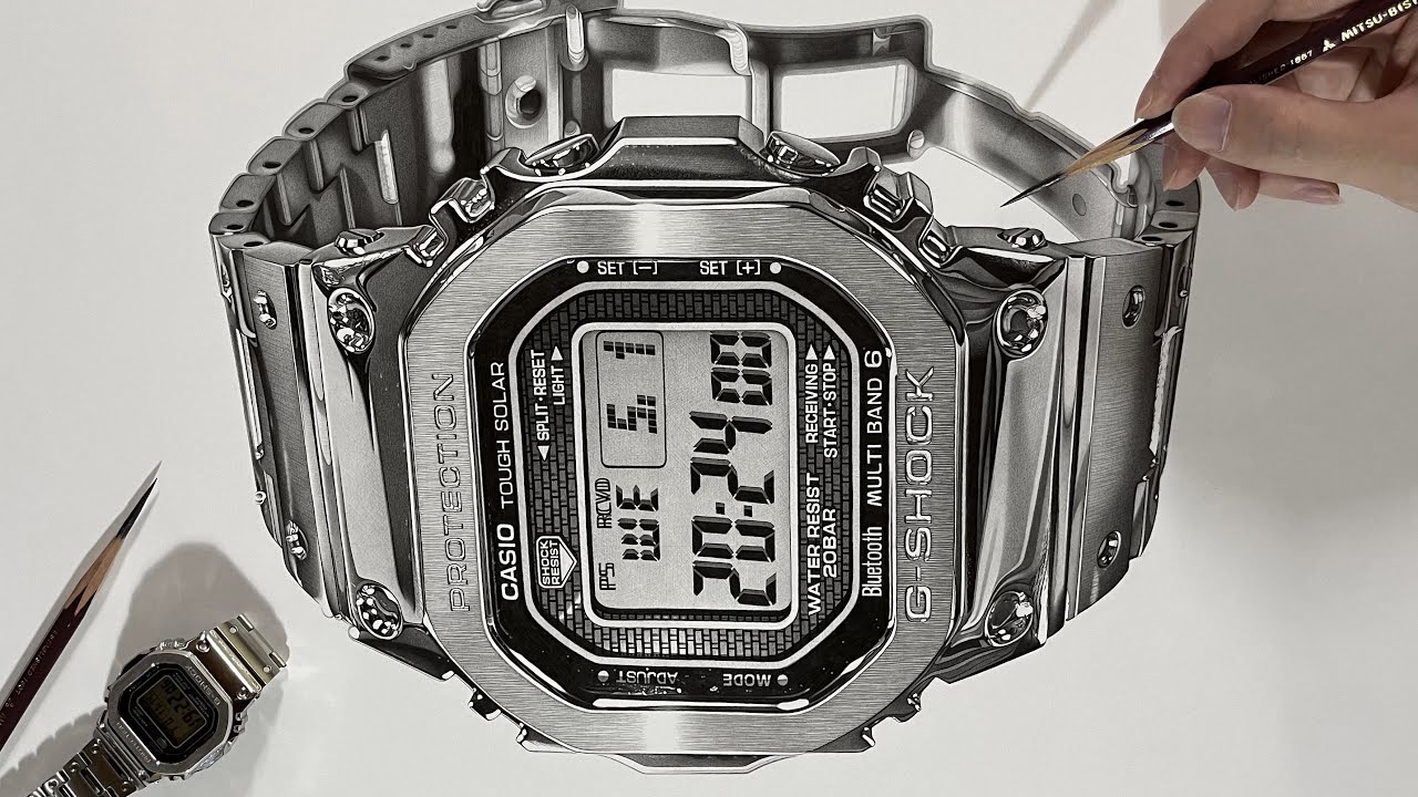 鉛筆画 G-SHOCKの腕時計 描いてみた 1 / Pencil Drawing a G-SHOCK