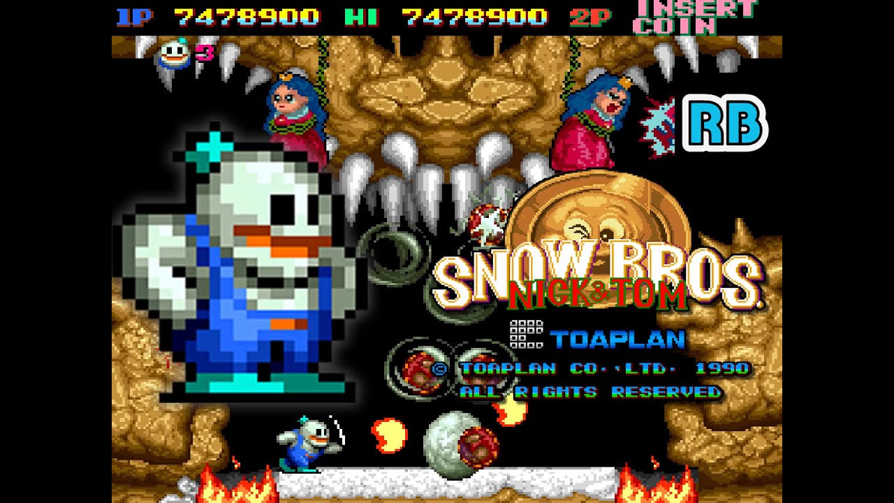 1990 [TAS 57fps] Snow Bros. 11250200pts Nomiss ALL - YouTube