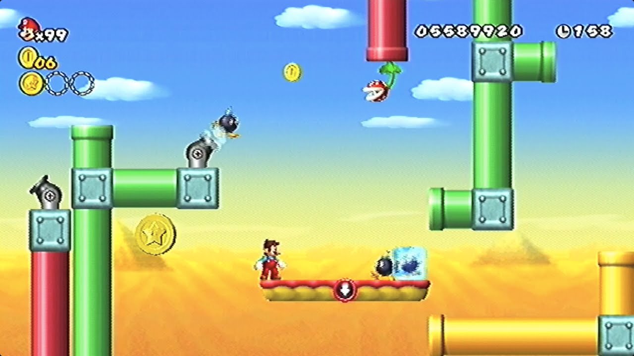 NewスーパーマリオブラザーズWii-76「ワールド9 W9-4 パックンとボム兵