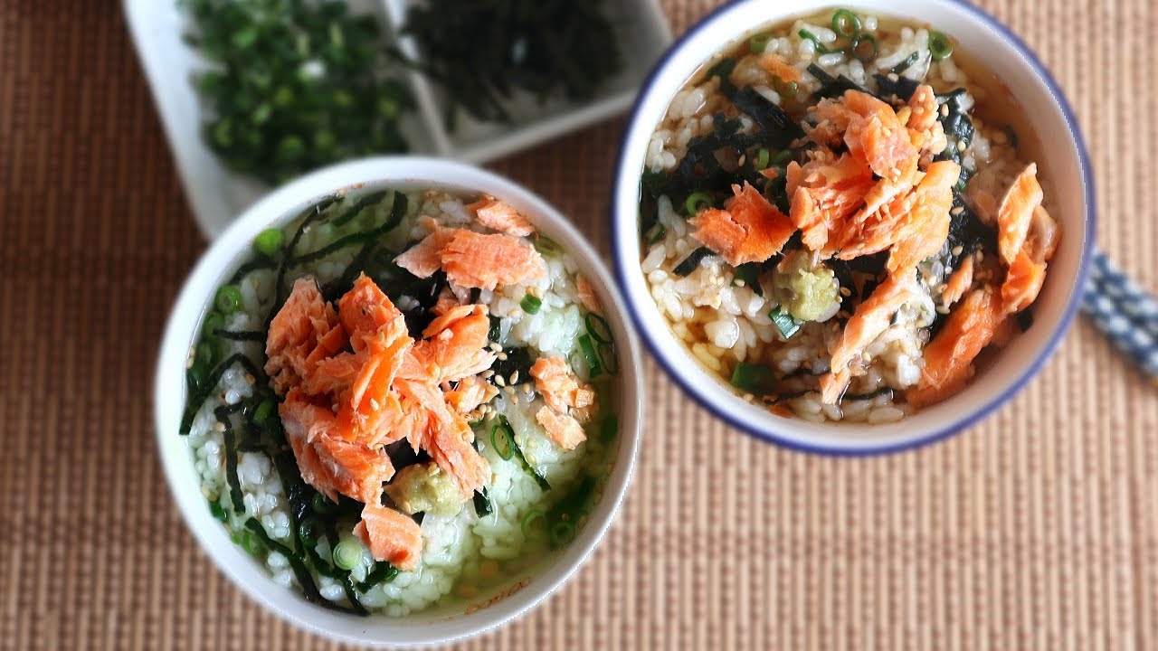 Salmon Ochazuke Recipe. (Green tea over rice/Ochazuke broth