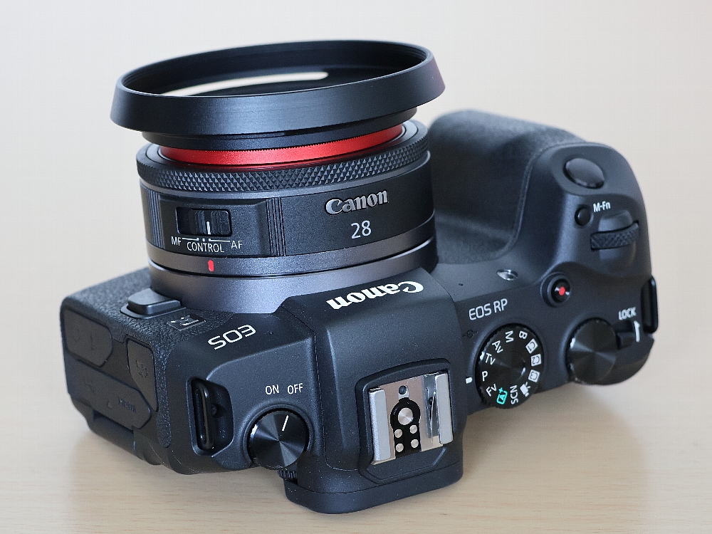 Canon RF 28mm F2.8 レンズへのフード取付lシューカバー・カメラ用品