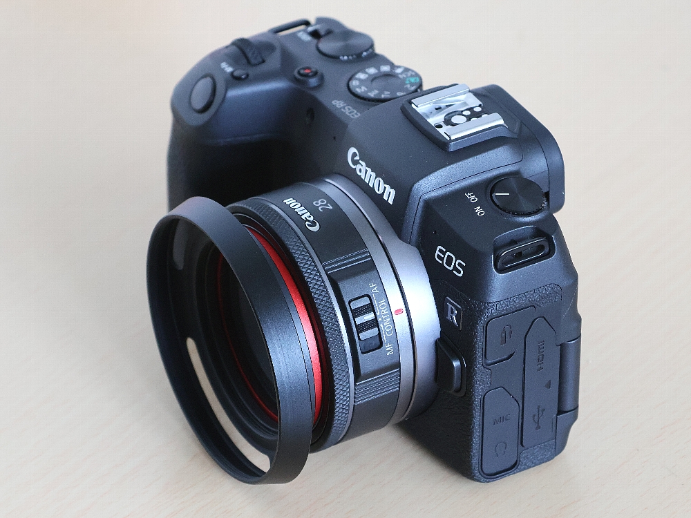 Canon RF 28mm F2.8 レンズへのフード取付lシューカバー・カメラ用品