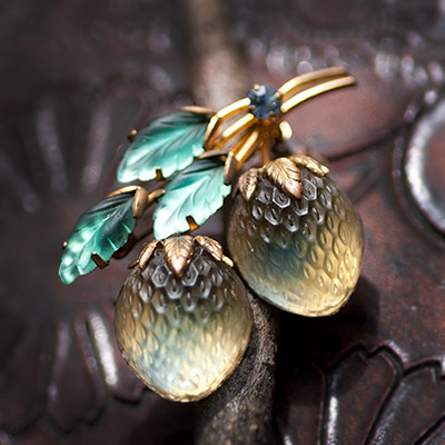 Austria-ストロベリー・フルーツガラス・ブローチ – アンティーク