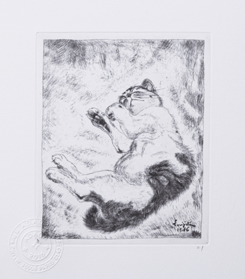 銅版画「猫」 | フジタの未発表銅版画 | 河村アートプロジェクト