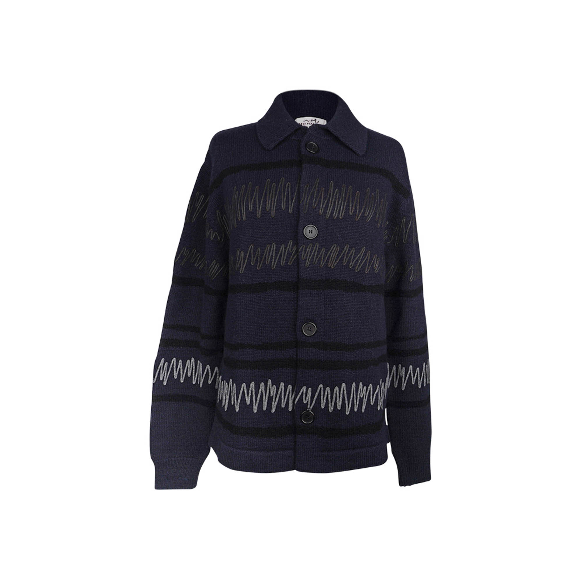 Hermès Men's Cardigan Sweater – Marine Collared Cashmere | Mightychic